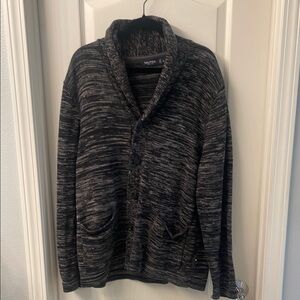 Nautical Dark Gray Marled Button Down Sweater